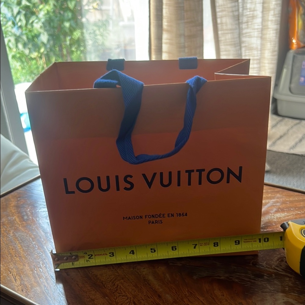 Louis Vuitton Orange Bag with Blue Handles